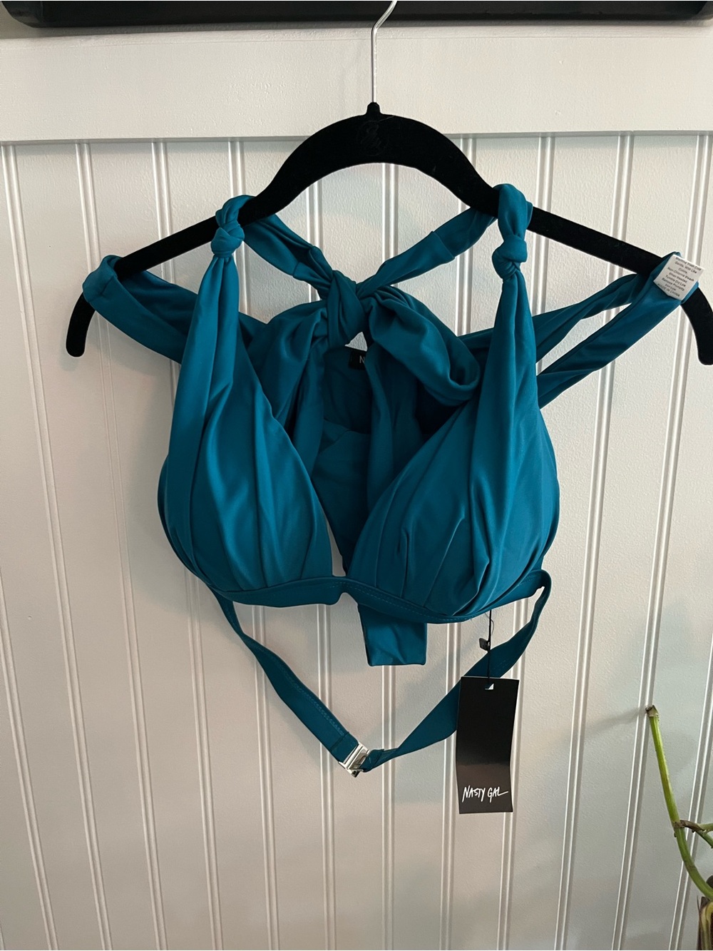 Nasty Gal Teal Knot-Detail Bikini Set Top & Bottom